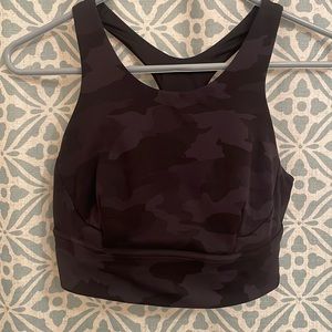 Lululemon longline bra, size 10, camo black